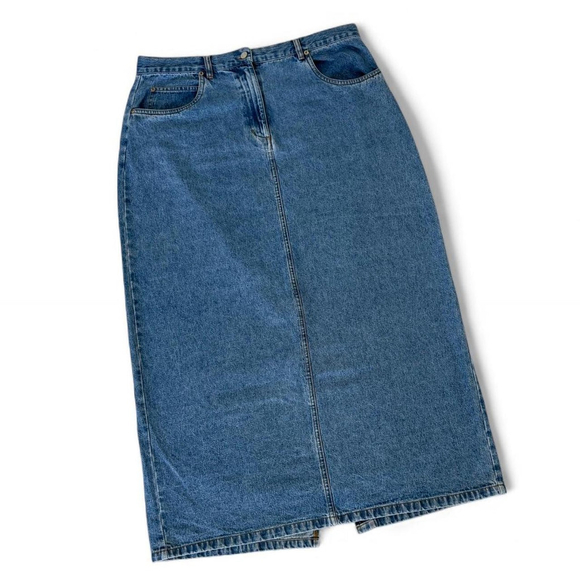 VTG y2k Bill Blass Jeans 100% Cotton Maxi Blue Denim Skirt - Size 16 - Picture 2 of 4